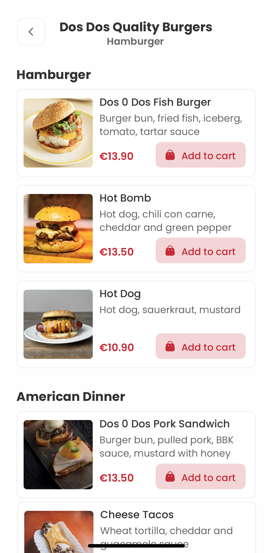 Food Order Preview